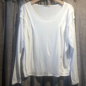 Old Navy White Pleated Shoulder Dolman Sleeve Top